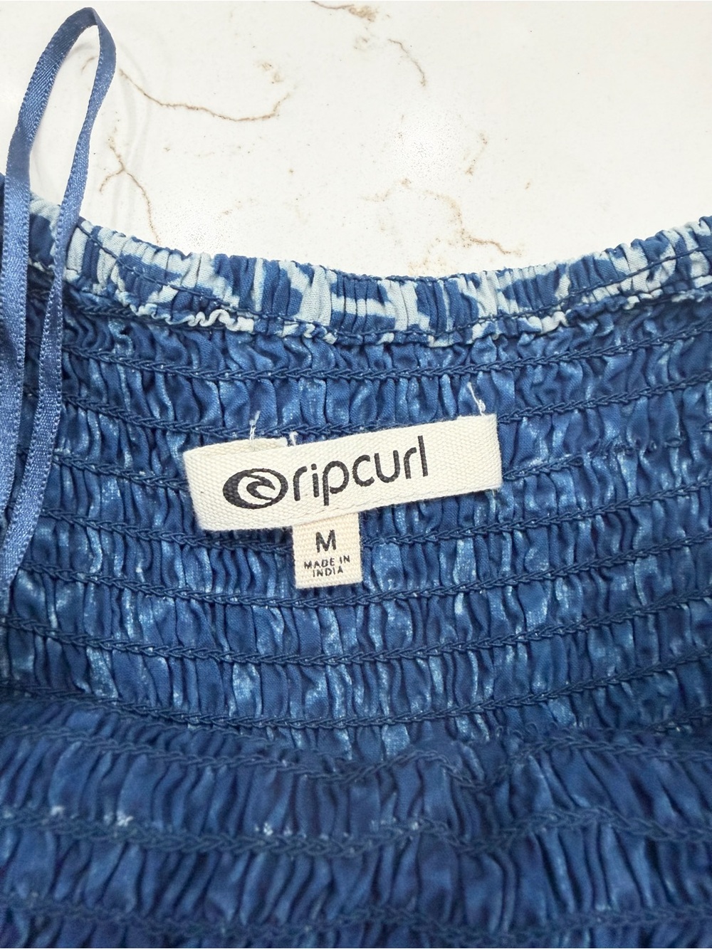 Rip Curl Blue & White Smocked Wide Leg Jumpsuit Coastal - Picture 4 of 9
